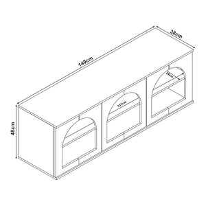 Mobile Porta TV Trorhun con Ripiano 140 x 38 x 48 cm - Grigio [en.casa]