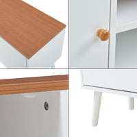 Mobile Porta TV Reyljand con 2 Ante 120x35x50 cm - Bianco / Effetto Legno Teak [en.casa]