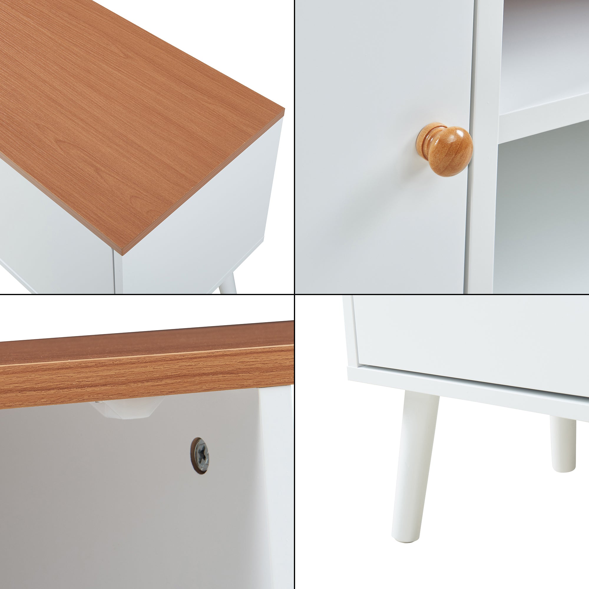 Mobile Porta TV Reyljand con 2 Ante 120x35x50 cm - Bianco / Effetto Legno Teak [en.casa]