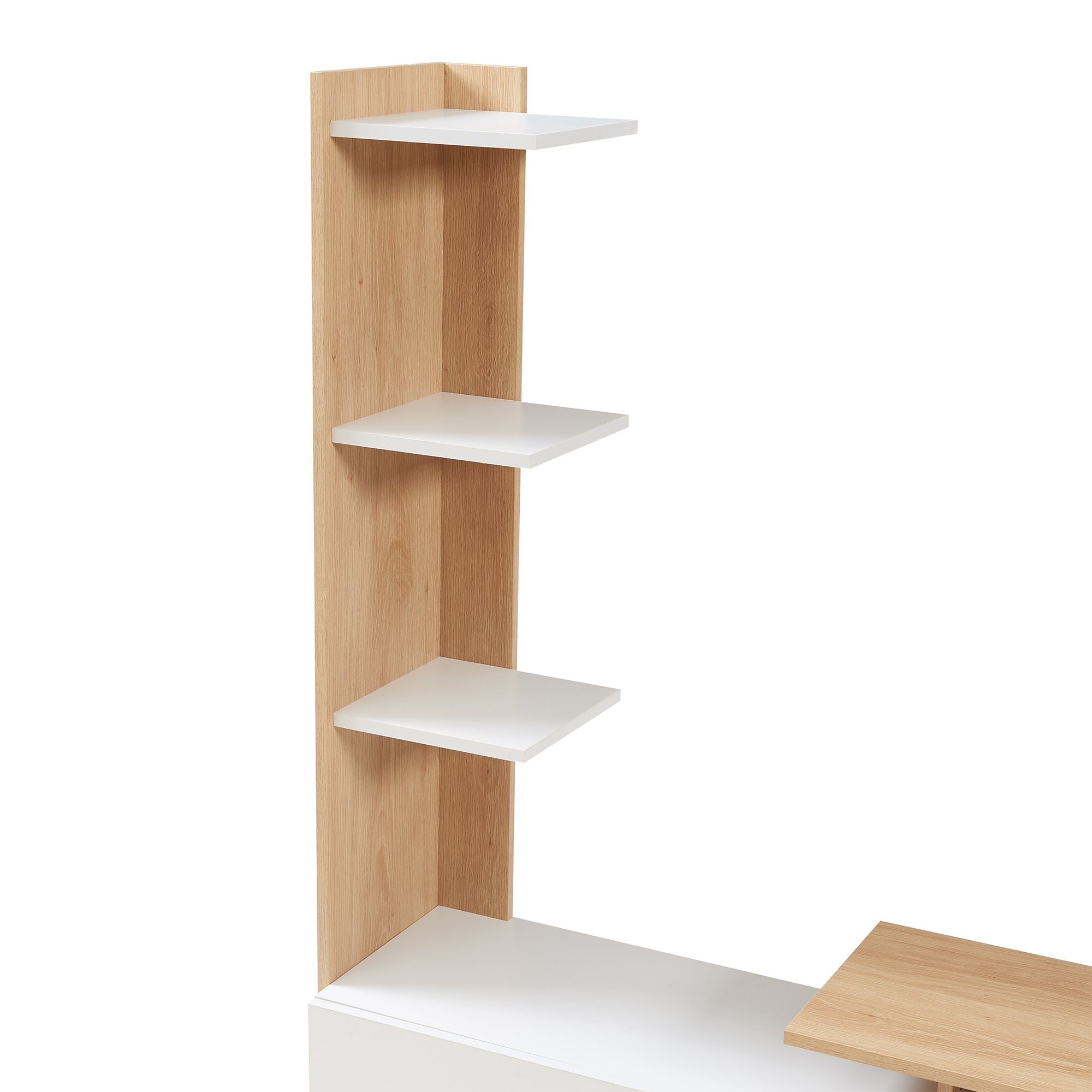 Mobile TV Rauki con Ripiani Laterali e Ante a Ribalta - Bianco/Effetto Rovere [en.casa]