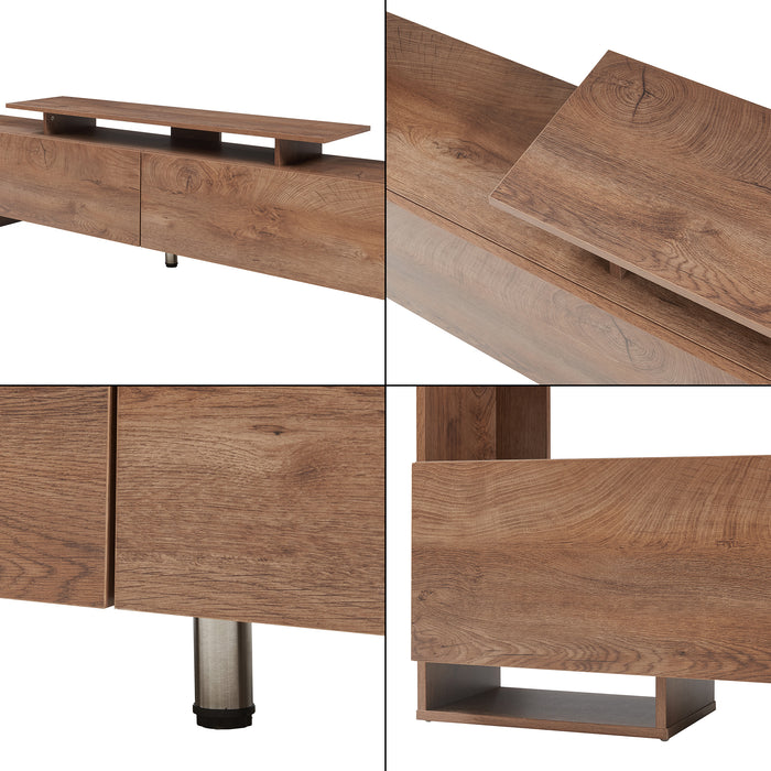 Mobile TV Rauki con Ripiani Laterali e Ante a Ribalta - Effetto Noce [en.casa]