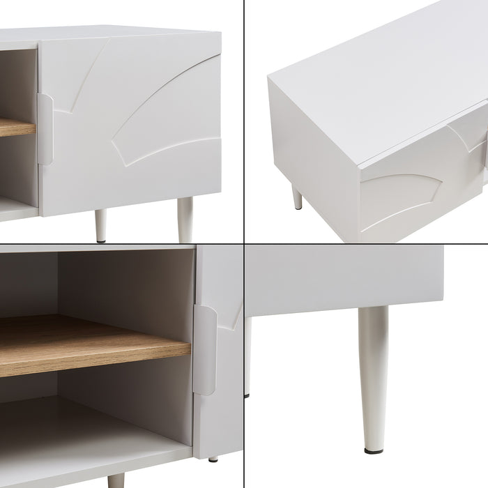 Mobile TV Starvili con Ante e Scomparti Aperti 120x40x45 cm Beige [en.casa]