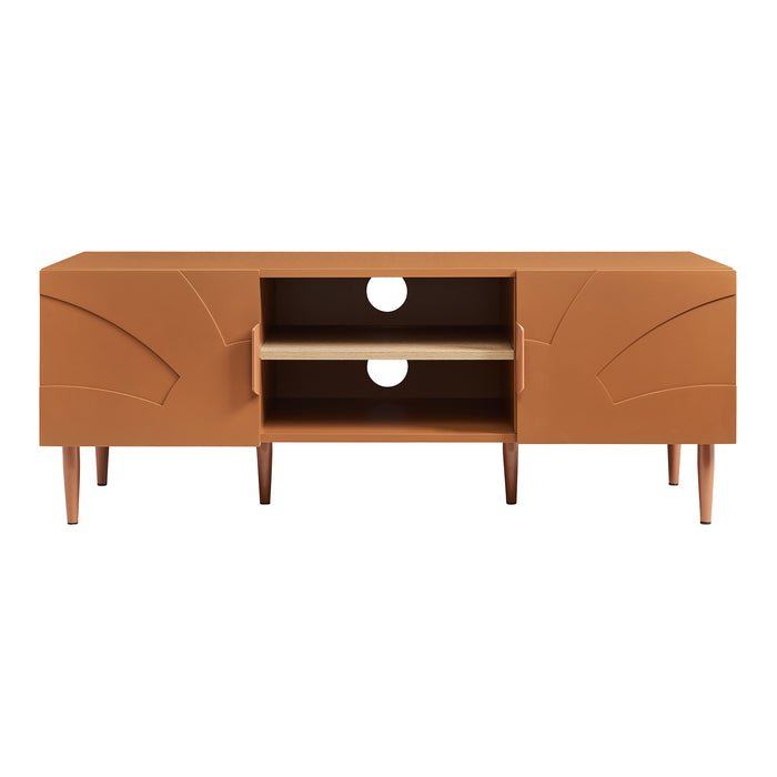 Mobile TV Starvili con Ante e Scomparti Aperti 120x40x45 cm color Ruggine [en.casa]