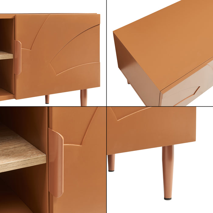 Mobile TV Starvili con Ante e Scomparti Aperti 120x40x45 cm color Ruggine [en.casa]