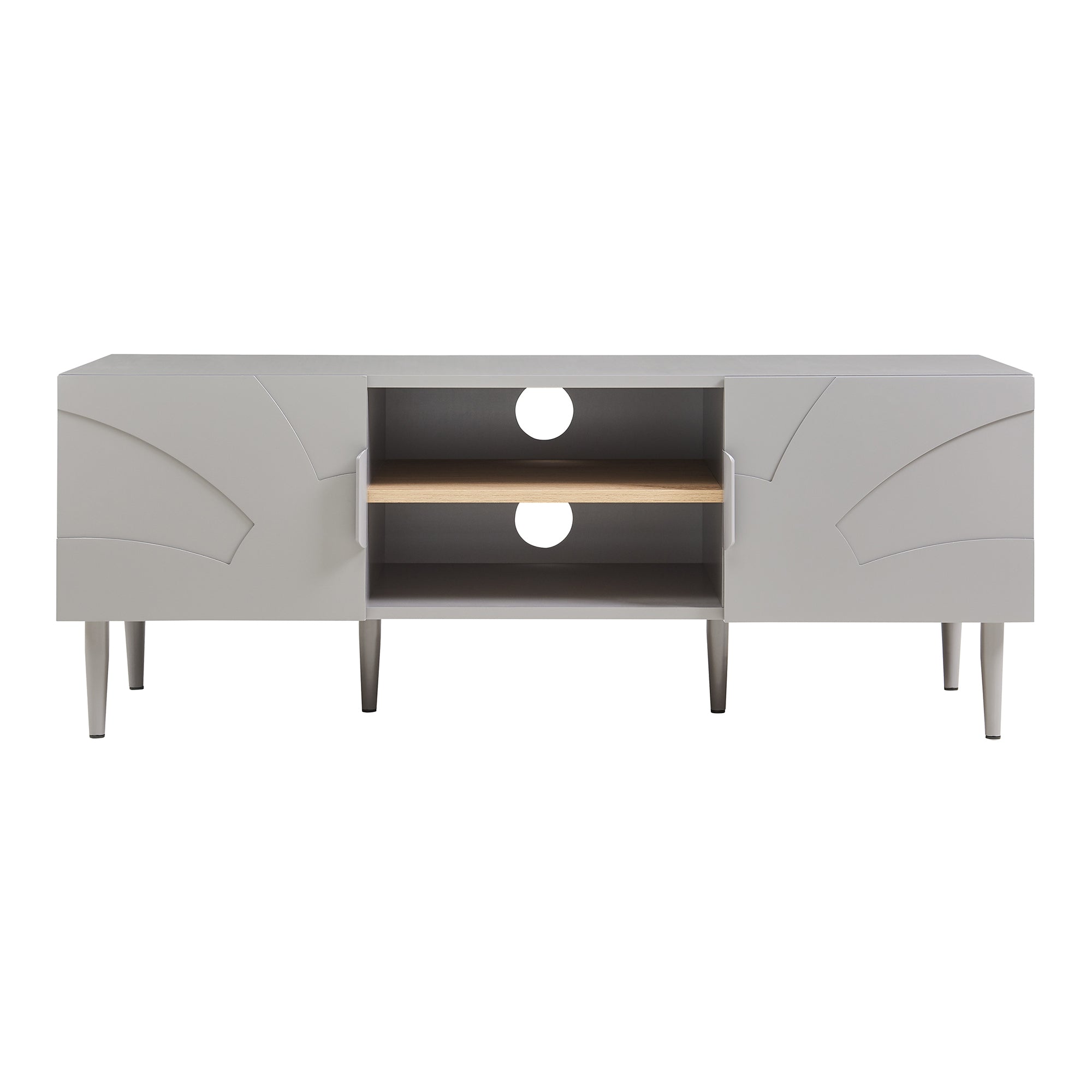 Mobile TV Starvili con Ante e Scomparti Aperti 120x40x45 cm Grigio [en.casa]