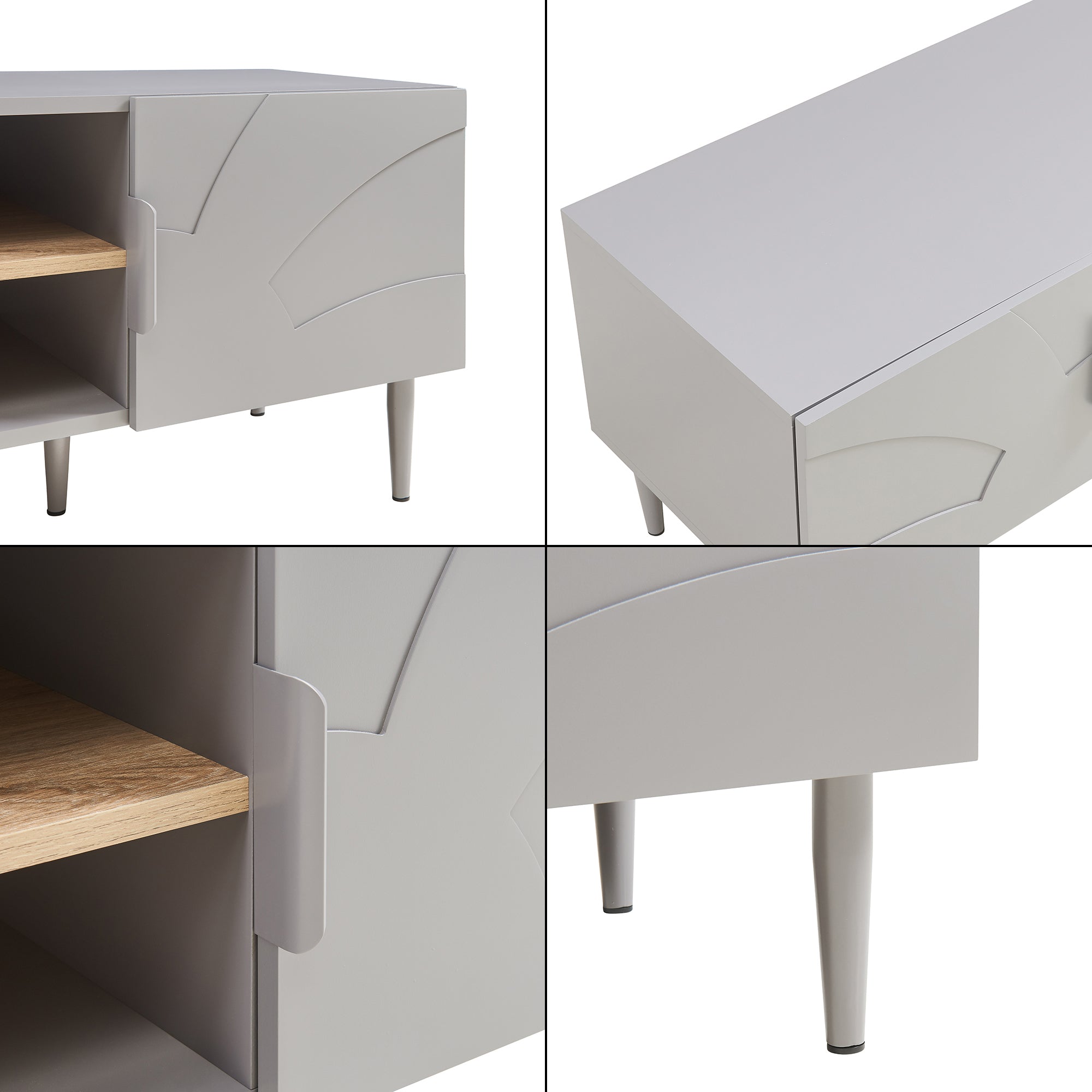 Mobile TV Starvili con Ante e Scomparti Aperti 120x40x45 cm Grigio [en.casa]