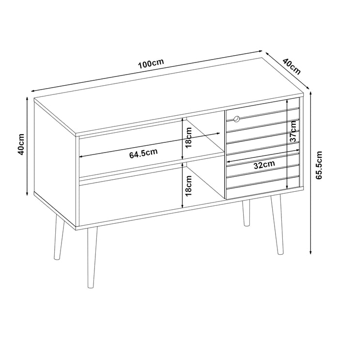 Mobile TV Vare con Anta e Vani Aperti 100 x 40 x 66 cm - Bianco/Giallo [en.casa]