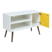 Mobile TV Vare con Anta e Vani Aperti 100 x 40 x 66 cm - Bianco/Giallo [en.casa]
