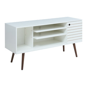 Mobile TV Vare con Anta e Scomparti Aperti 130 x 40 x 66 cm - Bianco [en.casa]