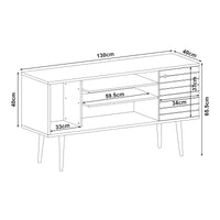 Mobile TV Vare con Anta e Scomparti Aperti 130 x 40 x 66 cm - Bianco [en.casa]