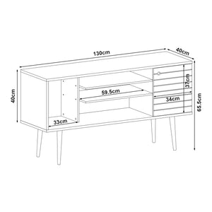 Mobile TV Vare con Anta e Scomparti Aperti 130 x 40 x 66 cm - Bianco [en.casa]