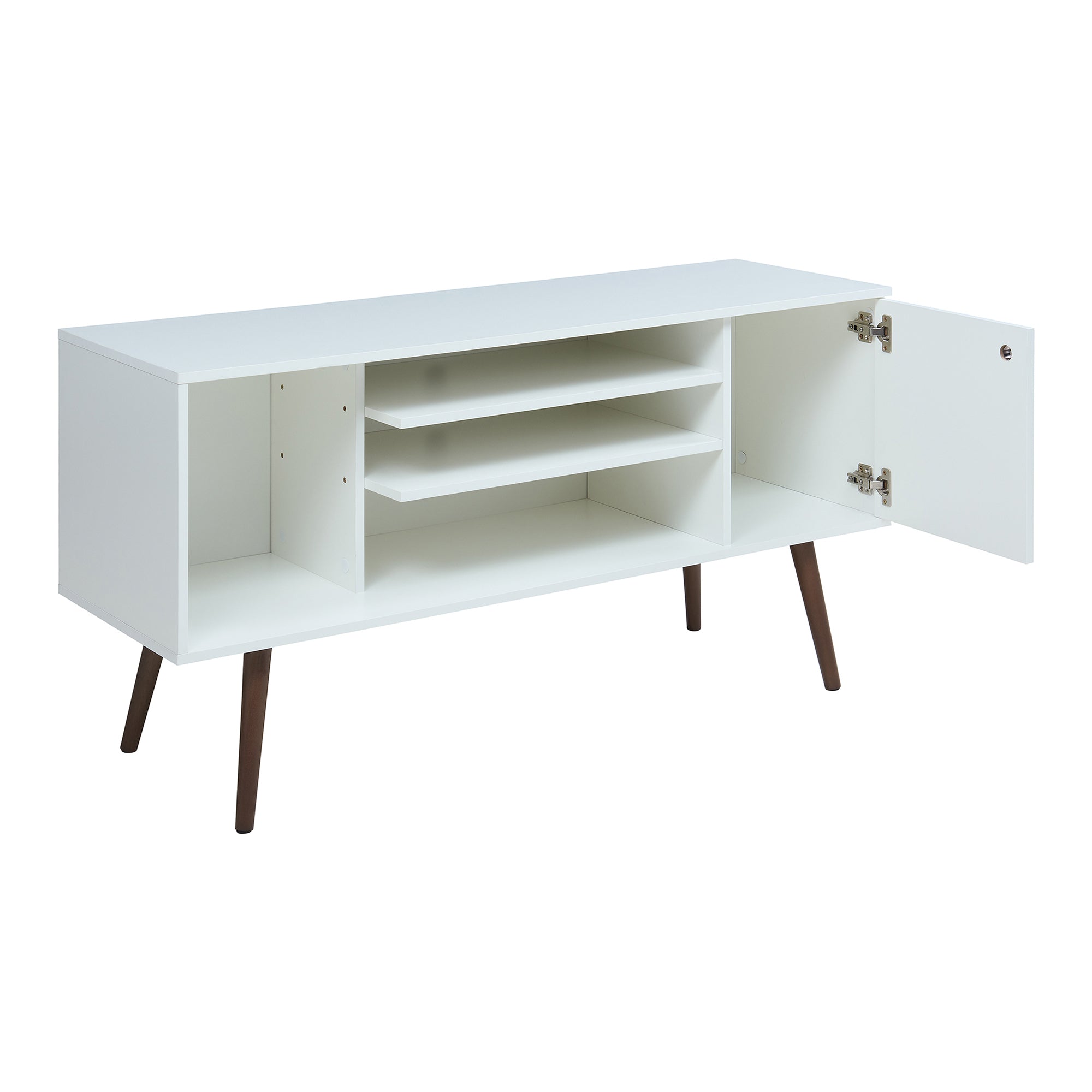 Mobile TV Vare con Anta e Scomparti Aperti 130 x 40 x 66 cm - Bianco [en.casa]
