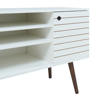 Mobile TV Vare con Anta e Scomparti Aperti 130 x 40 x 66 cm - Bianco [en.casa]