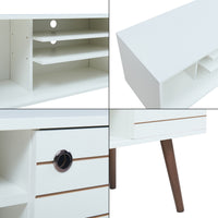 Mobile TV Vare con Anta e Scomparti Aperti 130 x 40 x 66 cm - Bianco [en.casa]