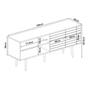 Mobile TV Vare con 2 Ante e 2 Scomparti Aperti 160 x 40 x 66 cm - Nero [en.casa]