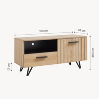 Mobile Porta TV Noppen ad Anta con Cassetto 100 x 38 x 49 cm - Effetto Rovere [en.casa]