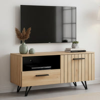 Mobile Porta TV Noppen ad Anta con Cassetto 100 x 38 x 49 cm - Effetto Rovere [en.casa]