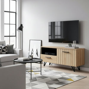 Mobile Porta TV Noppen ad Anta con Cassetto 100 x 38 x 49 cm - Effetto Rovere [en.casa]