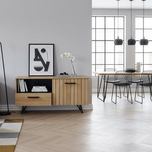 Mobile Porta TV Noppen ad Anta con Cassetto 100 x 38 x 49 cm - Effetto Rovere [en.casa]