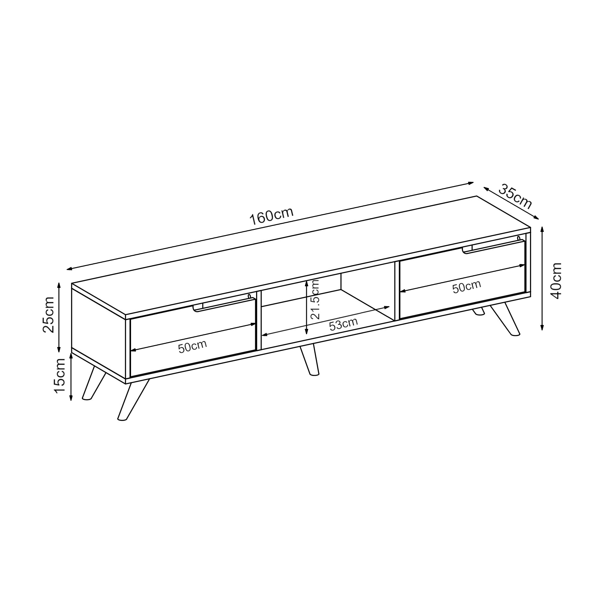 Mobile TV Kullila con Vano Centrale Aperto e Ante a Ribalta - Nero [en.casa]