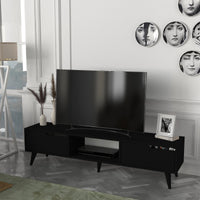 Mobile TV Kullila con Vano Centrale Aperto e Ante a Ribalta - Nero [en.casa]