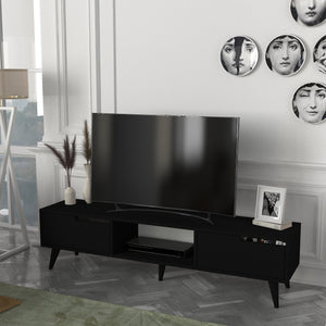 Mobile TV Kullila con Vano Centrale Aperto e Ante a Ribalta - Nero [en.casa]