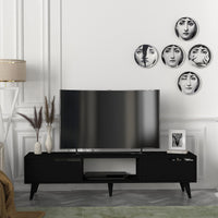 Mobile TV Kullila con Vano Centrale Aperto e Ante a Ribalta - Nero [en.casa]