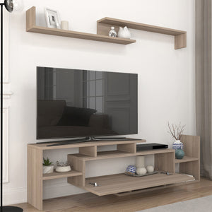 Set Liksefte di Mobile Porta TV e Mensola da Parete - Effetto Rovere [en.casa]