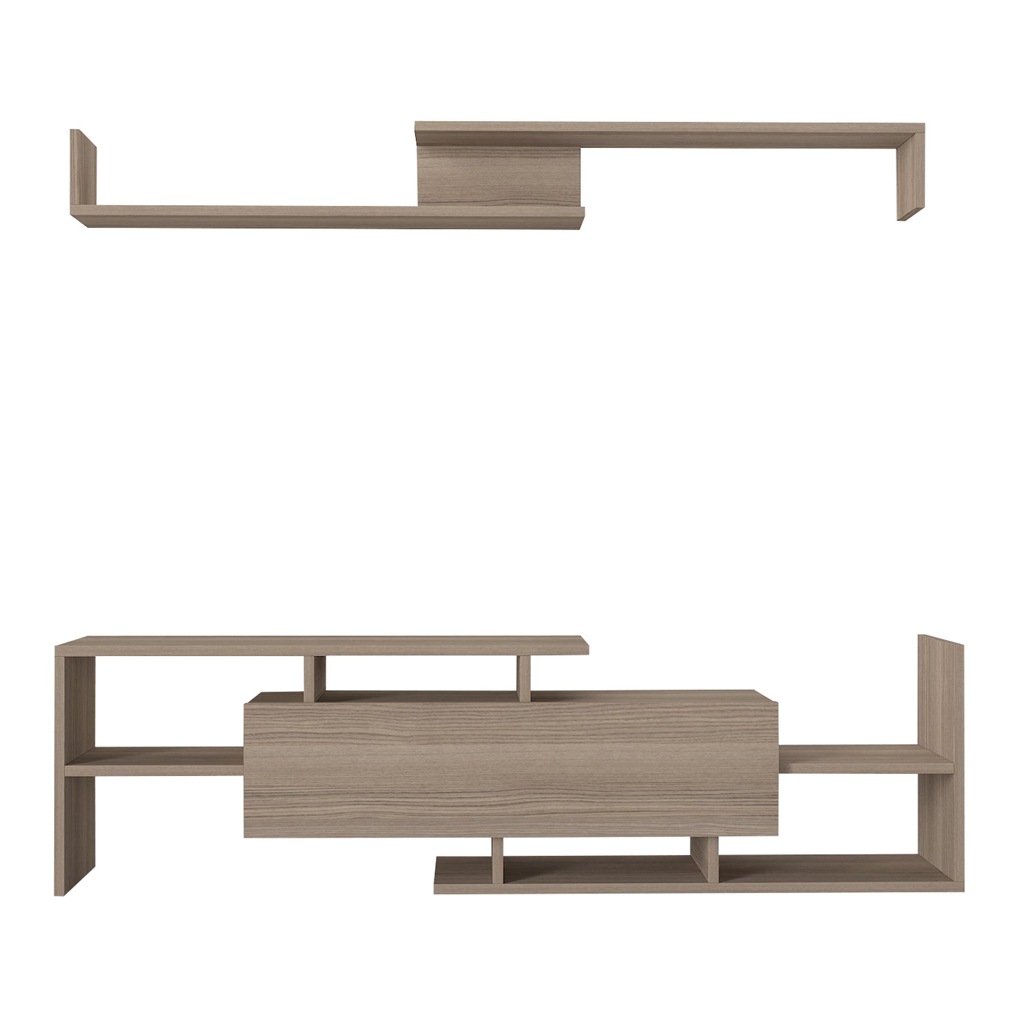 Set Liksefte di Mobile Porta TV e Mensola da Parete - Effetto Rovere [en.casa]