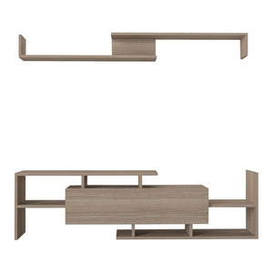 Set Liksefte di Mobile Porta TV e Mensola da Parete - Effetto Rovere [en.casa]