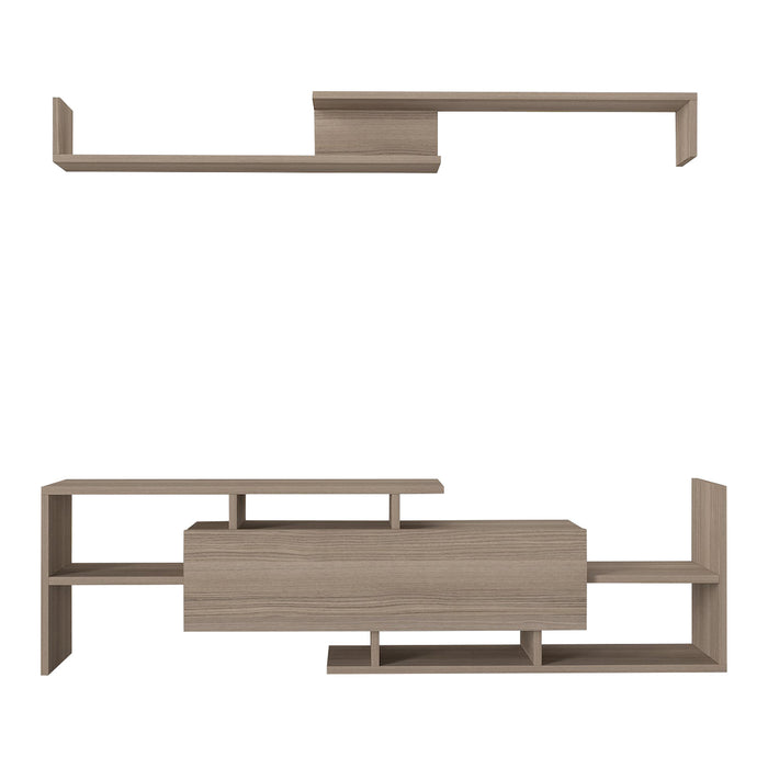 Set Liksefte di Mobile Porta TV e Mensola da Parete - Effetto Rovere [en.casa]