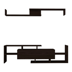 Set Liksefte di Mobile Porta TV e Mensola da Parete - Nero [en.casa]