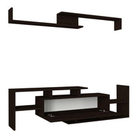 Set Liksefte di Mobile Porta TV e Mensola da Parete - Nero [en.casa]