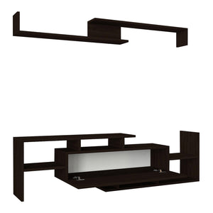 Set Liksefte di Mobile Porta TV e Mensola da Parete - Nero [en.casa]