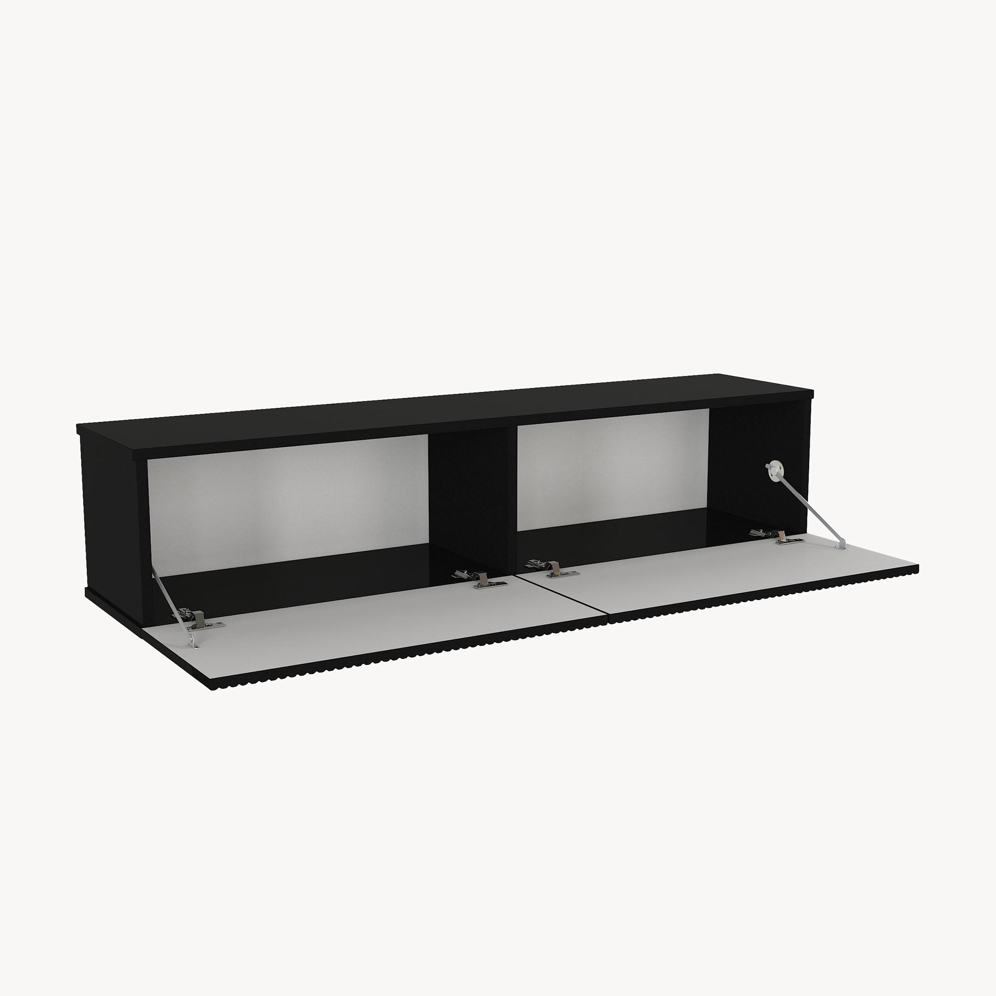 Mobile Porta TV da Parete Verpsboga con 2 Ante Decorative 135 x 32 x 30 cm - Nero [en.casa]