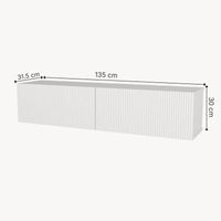 Mobile Porta TV da Parete Verpsboga con 2 Ante Decorative 135 x 32 x 30 cm - Bianco [en.casa]