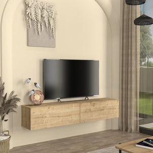 Mobile TV da Parete Nolven con 2 Ante a Ribalta 160 x 32 x 30 cm - Effetto Rovere [en.casa]