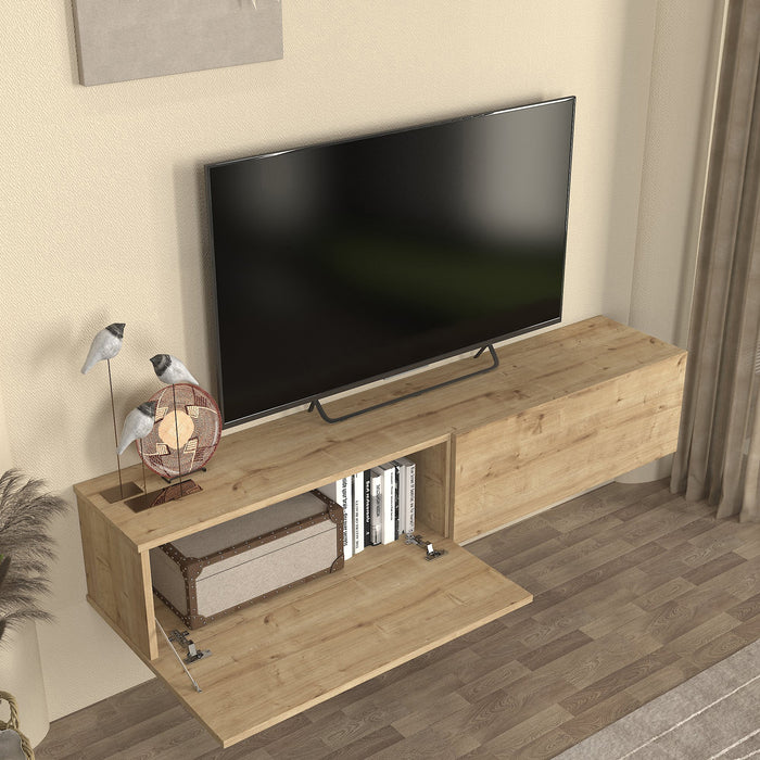 Mobile TV da Parete Nolven con 2 Ante a Ribalta 160 x 32 x 30 cm - Effetto Rovere [en.casa]