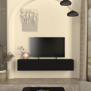 Mobile TV da Parete Nolven con 2 Ante a Ribalta 160 x 32 x 30 cm - Nero [en.casa]
