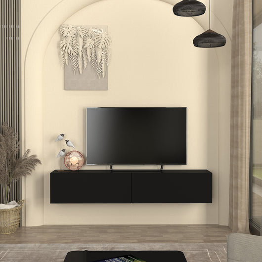 Mobile TV da Parete Nolven con 2 Ante a Ribalta 160 x 32 x 30 cm - Nero [en.casa]