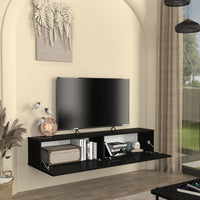 Mobile TV da Parete Nolven con 2 Ante a Ribalta 160 x 32 x 30 cm - Nero [en.casa]