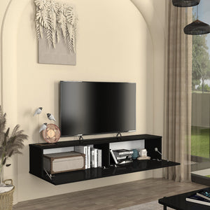 Mobile TV da Parete Nolven con 2 Ante a Ribalta 160 x 32 x 30 cm - Nero [en.casa]