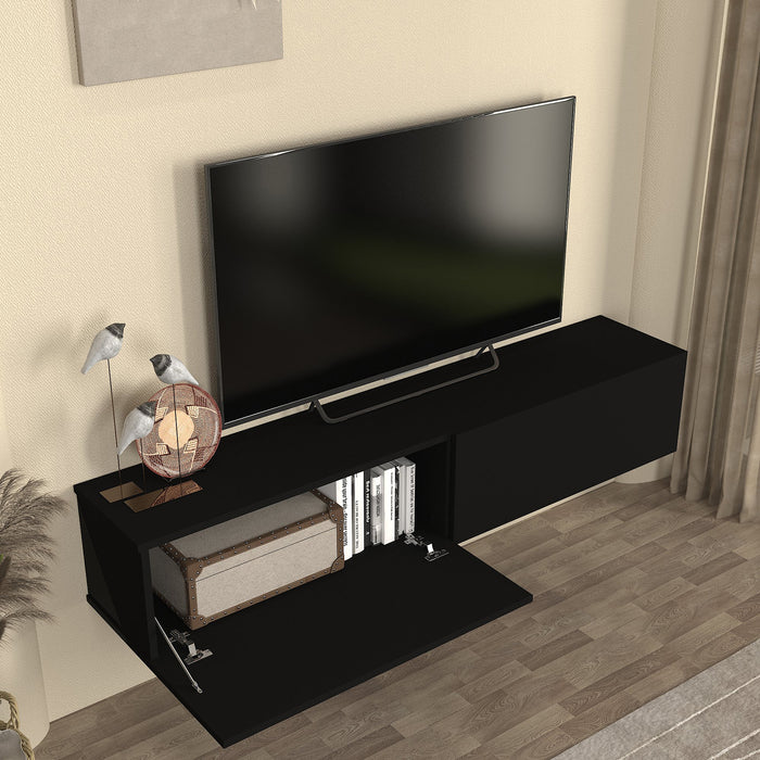 Mobile TV da Parete Nolven con 2 Ante a Ribalta 160 x 32 x 30 cm - Nero [en.casa]