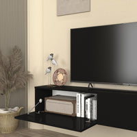 Mobile TV da Parete Nolven con 2 Ante a Ribalta 160 x 32 x 30 cm - Nero [en.casa]