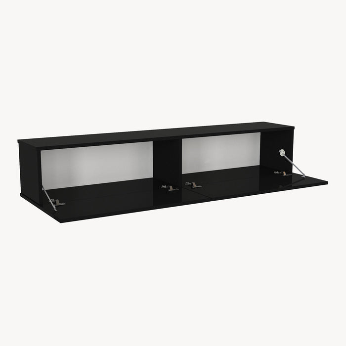 Mobile TV da Parete Nolven con 2 Ante a Ribalta 160 x 32 x 30 cm - Nero [en.casa]