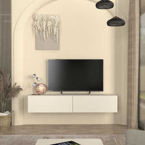 Mobile TV da Parete Nolven con 2 Ante a Ribalta 160 x 32 x 30 cm - Greige [en.casa]