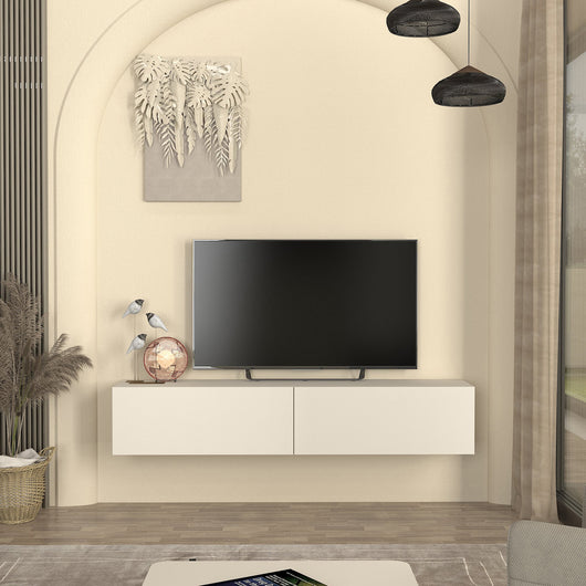 Mobile TV da Parete Nolven con 2 Ante a Ribalta 160 x 32 x 30 cm - Greige [en.casa]