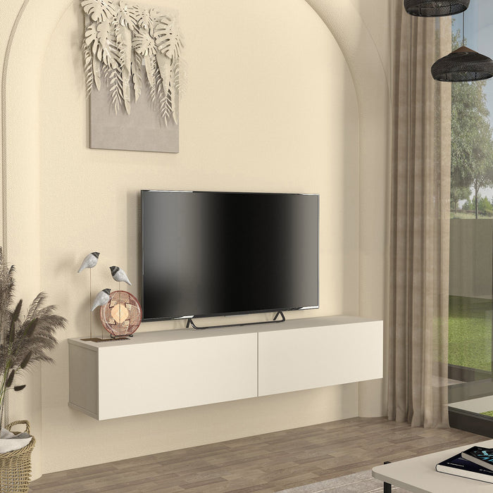 Mobile TV da Parete Nolven con 2 Ante a Ribalta 160 x 32 x 30 cm - Greige [en.casa]