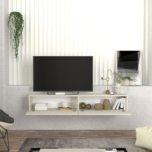 Mobile TV da Parete Nolven con 2 Ante a Ribalta 180 x 32 x 30 cm - Greige [en.casa]