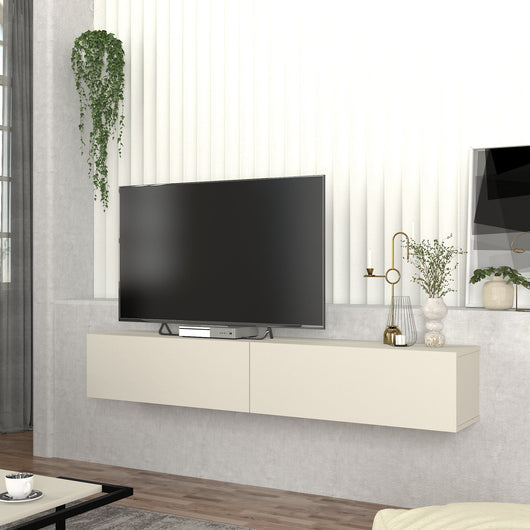 Mobile TV da Parete Nolven con 2 Ante a Ribalta 180 x 32 x 30 cm - Greige [en.casa]